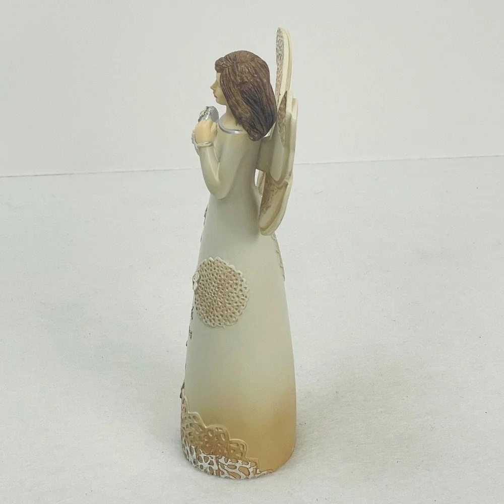 True Friends Are Connected Heart To Heart Angel Figurine Butterfly Lace Detail